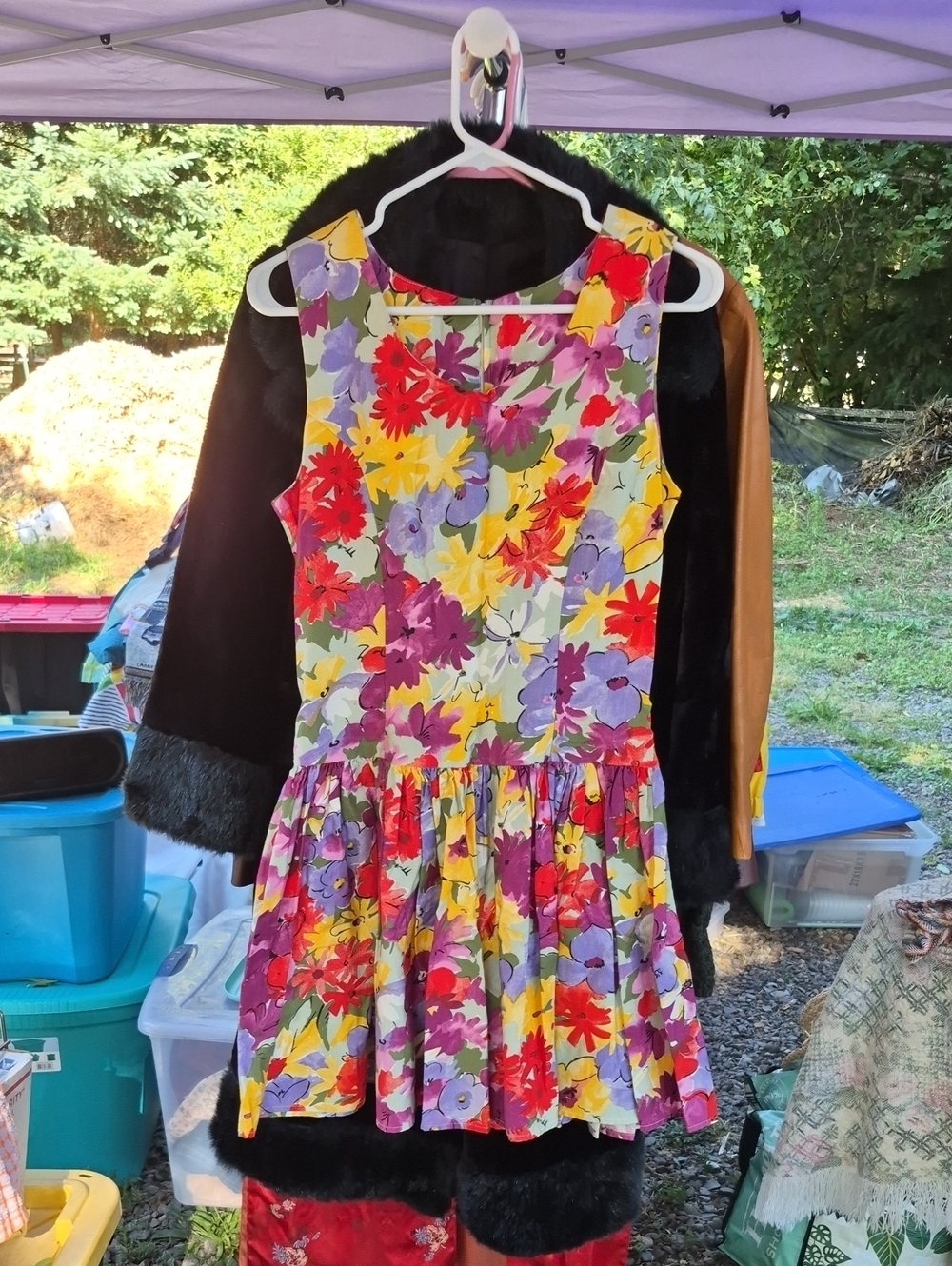 Nordstrom Yellow Floral Sleeveless Dress 80s Bold Floral